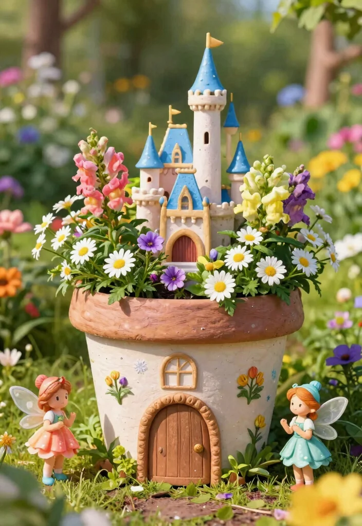 14 Face Flower Pots Ideas That Add Personality to Any Porch - 14. Whimsical Fairy Tale Castle Planter 1