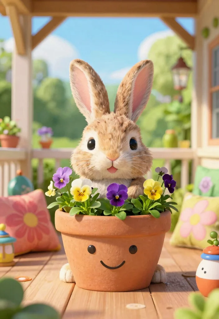 14 Face Flower Pots Ideas That Add Personality to Any Porch - 6. Whimsical Rabbit Planter 1
