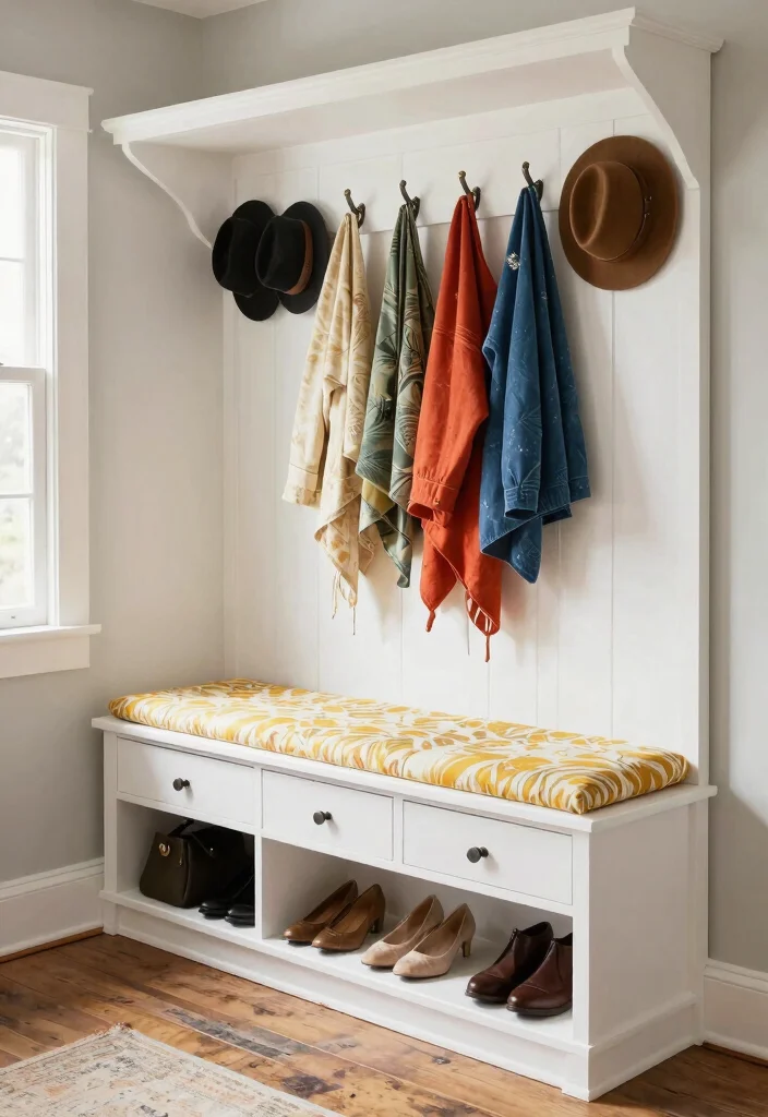 14 Farmhouse Entryway Ideas With Bench for Dropping Keys and Shoes Fast - 2. Built-In Bench with Storage 1