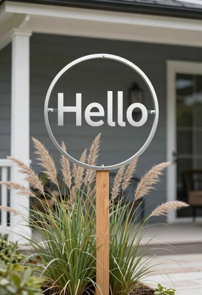 14 Front Porch Signs That Welcome Guests Without Looking Cluttered - 2. Minimalist Metal Art 1