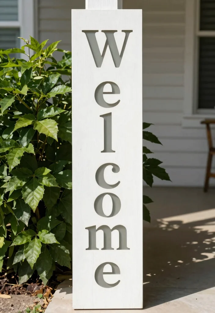 14 Front Porch Signs That Welcome Guests Without Looking Cluttered - 5. Vertical Lettering Sign 1