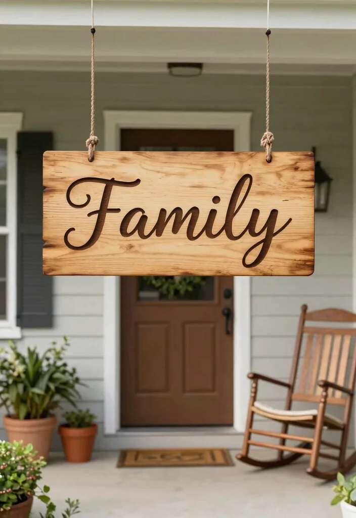 14 Front Porch Signs That Welcome Guests Without Looking Cluttered - 7. Personalized Family Sign 1