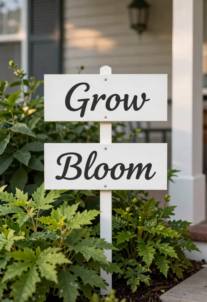 14 Front Porch Signs That Welcome Guests Without Looking Cluttered - 8. Simple Garden Stake Signs 1
