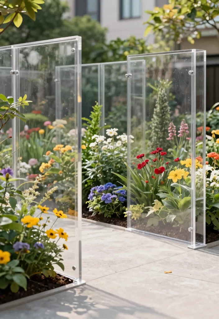 14 Garden Fence Ideas That Keep Critters Out Without Blocking Sun - 11. Privacy Screens with Transparent Panels 1