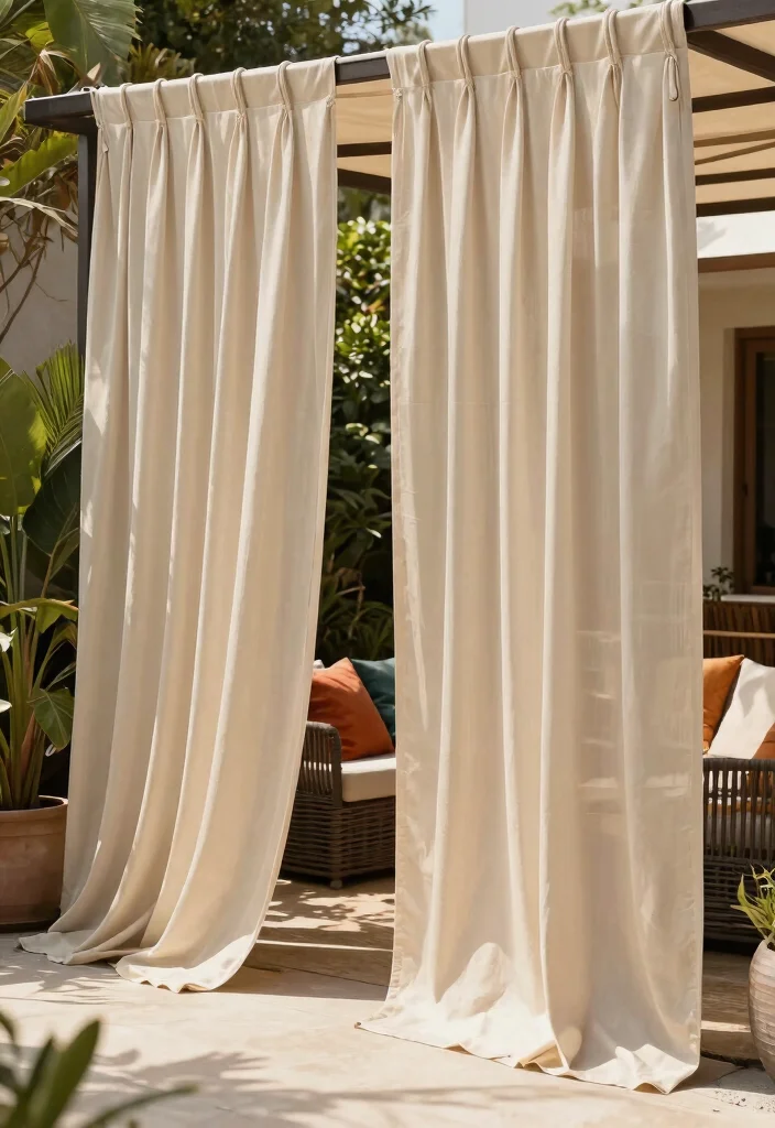 14 Outdoor AC Cover Ideas That Hide the Unit Without Blocking Airflow - 11. Outdoor Curtains 1