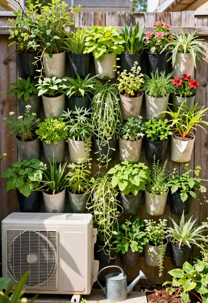 14 Outdoor AC Cover Ideas That Hide the Unit Without Blocking Airflow - 4. Vertical Garden Cover 1