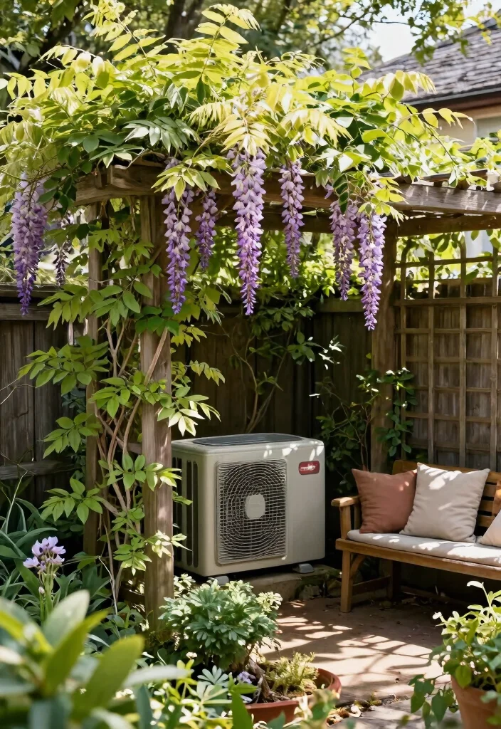 14 Outdoor AC Cover Ideas That Hide the Unit Without Blocking Airflow - 5. Trellis with Climbing Vines 1
