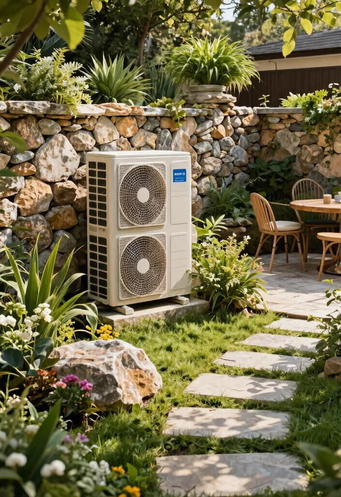 14 Outdoor AC Cover Ideas That Hide the Unit Without Blocking Airflow - 9. Stone Surround 1
