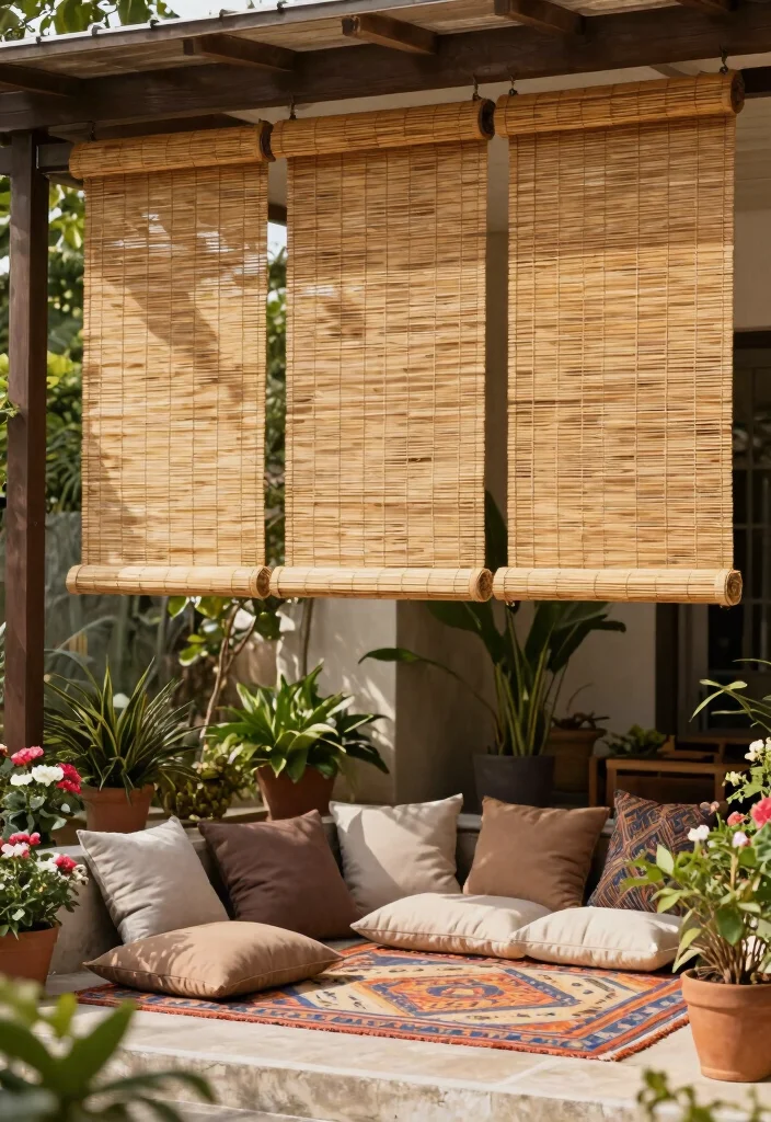 14 Patio Shade Ideas That Don't Require Permanent Installation - 12. Bamboo Roll-Up Shades 1