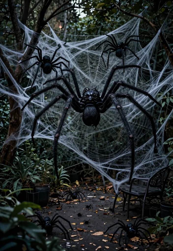 14 Scary Halloween Decorations for Outdoors That Actually Frighten Adults - 6. Sinister Spider Displays 1