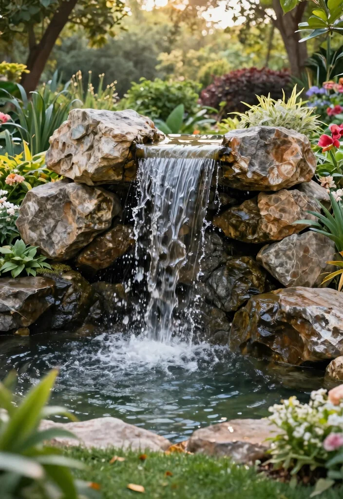 14 Solar Water Fountains Outdoor That Run Without Outlets - 13. Solar Fountain with Waterfall Feature 1