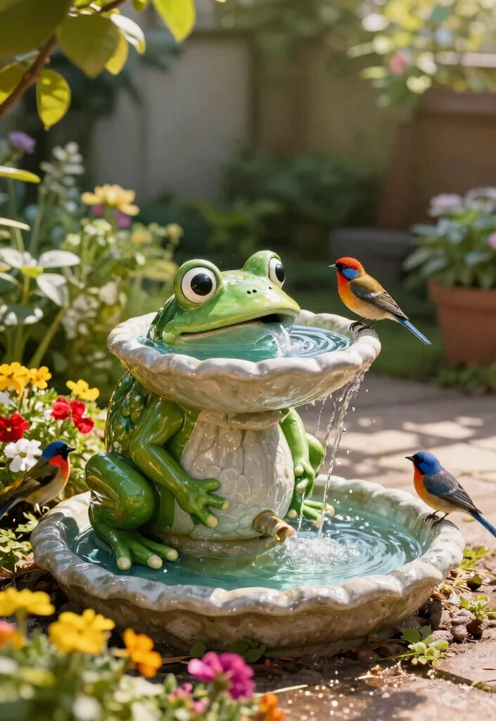 14 Solar Water Fountains Outdoor That Run Without Outlets - 2. Whimsical Bird Bath Fountain 1