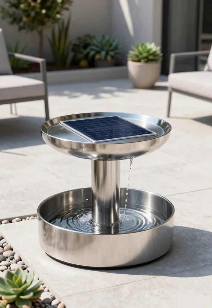 14 Solar Water Fountains Outdoor That Run Without Outlets - 3. Modern Minimalist Fountain 1