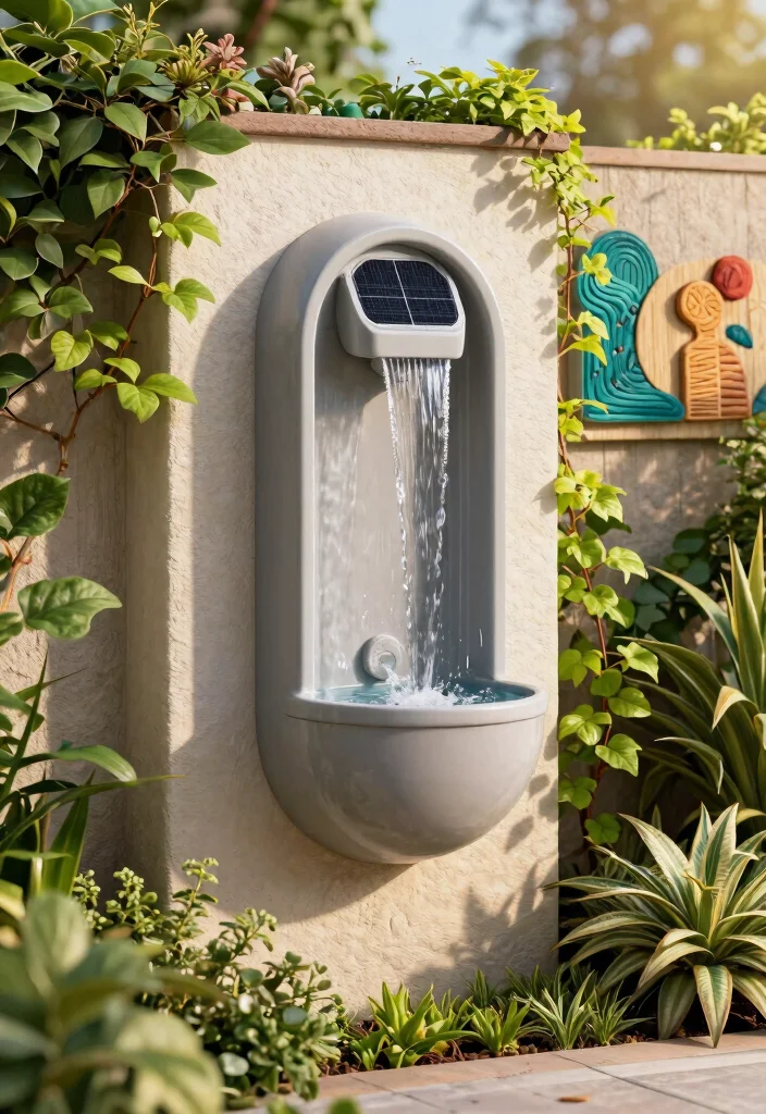 14 Solar Water Fountains Outdoor That Run Without Outlets - 7. Solar-Powered Wall Fountain 1