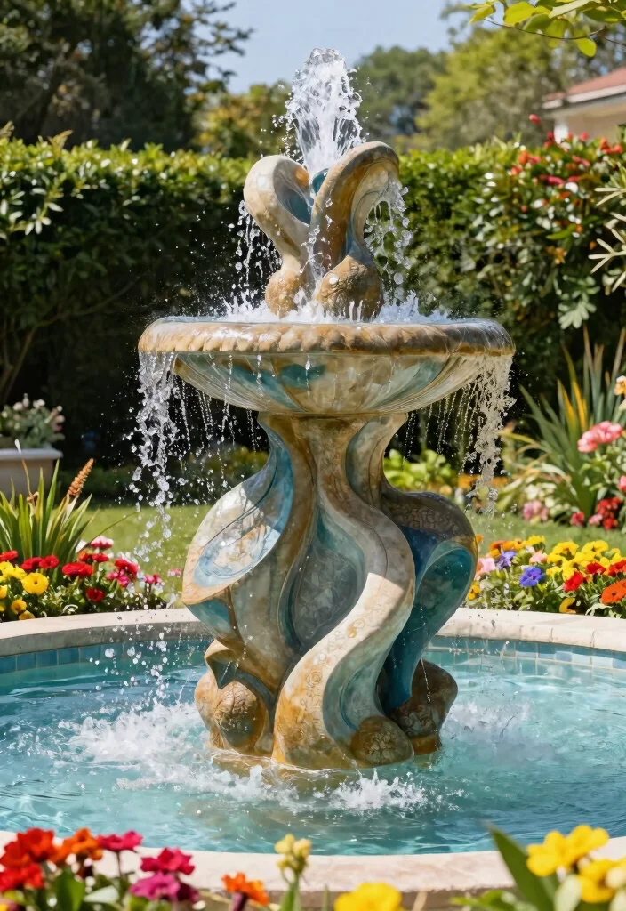 14 Solar Water Fountains Outdoor That Run Without Outlets - 8. Unique Sculptural Fountain 1