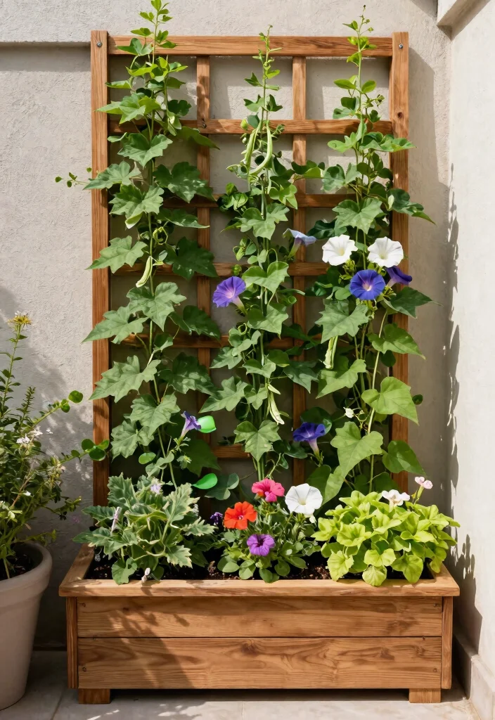 14 Trough Planter Ideas for Narrow Porches and Patios - 10. Vertical Garden Trellis 1