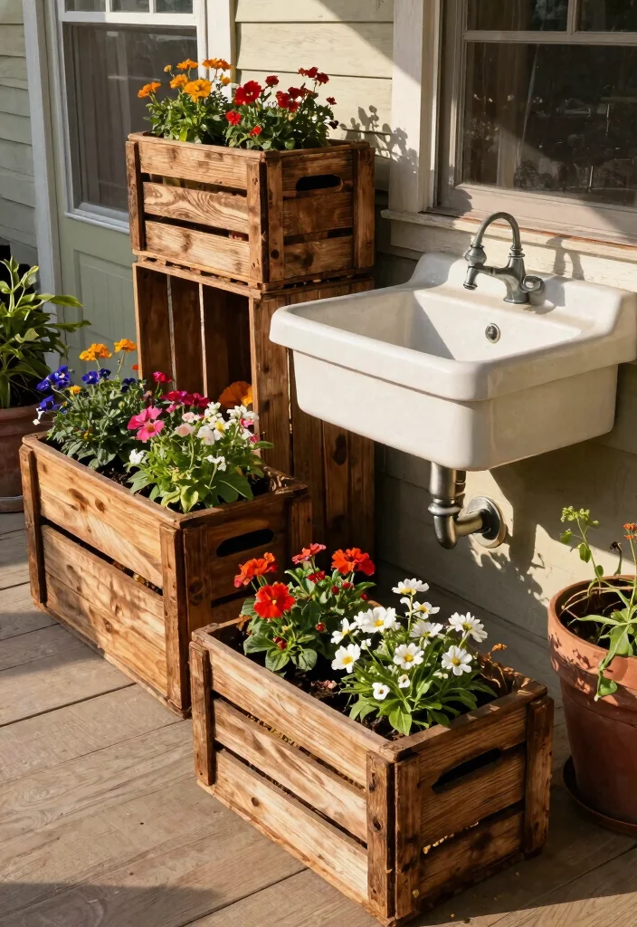 14 Trough Planter Ideas for Narrow Porches and Patios - 12. Recycled and Repurposed Troughs 1