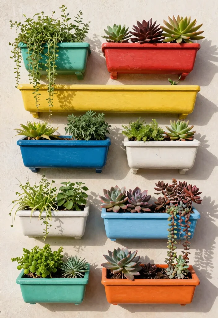 14 Trough Planter Ideas for Narrow Porches and Patios - 3. Trough Planter Wall Art 1