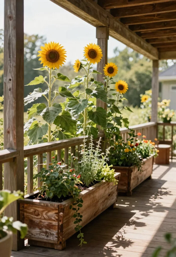 14 Trough Planter Ideas for Narrow Porches and Patios - 8. Rustic Wood Troughs 1