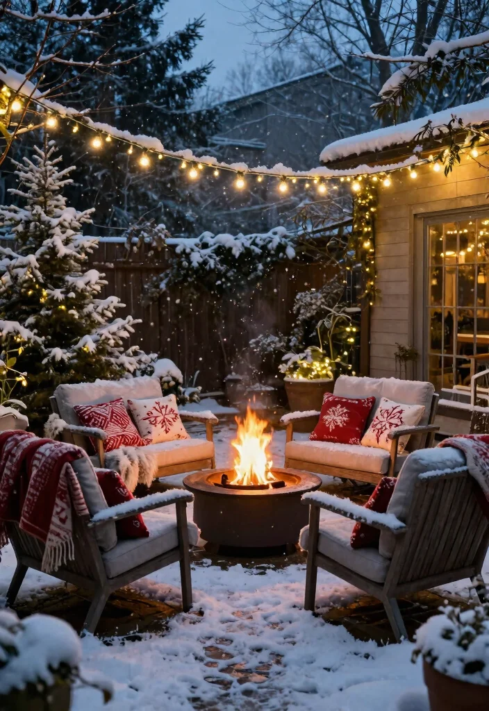 15 Backyard Christmas Decor Ideas That Withstand Winter Weather - 10. Cozy Outdoor Seating 1