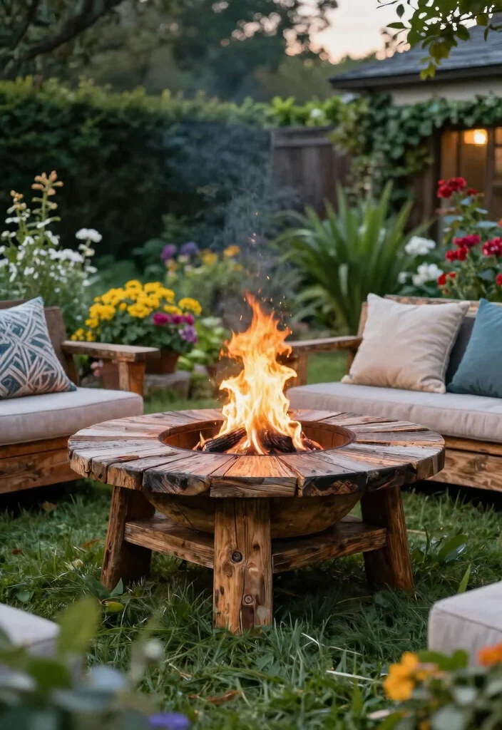 15 Easy Backyard Fire Pit Ideas You Can Build in a Weekend - 10. Reclaimed Wood Fire Pit 1
