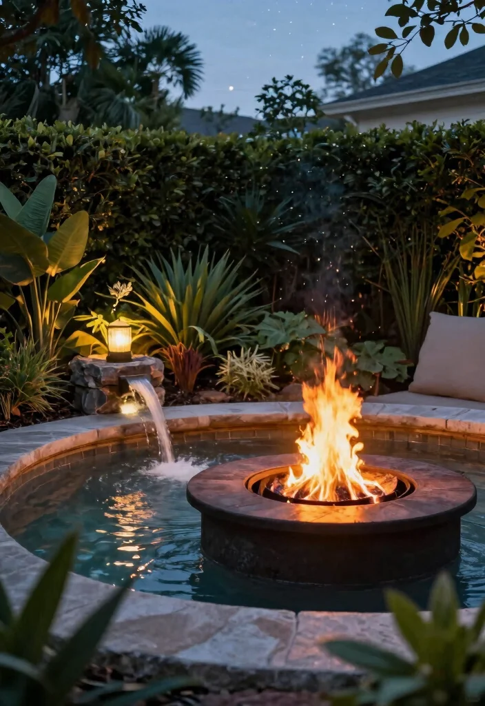 15 Easy Backyard Fire Pit Ideas You Can Build in a Weekend - 11. Fire Pit with a Water Feature 1