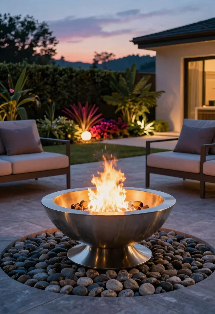 15 Easy Backyard Fire Pit Ideas You Can Build in a Weekend - 2. Stylish Metal Fire Bowl 1