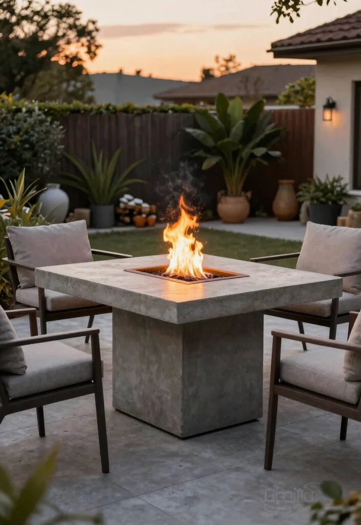 15 Easy Backyard Fire Pit Ideas You Can Build in a Weekend - 5. Concrete Fire Table 1