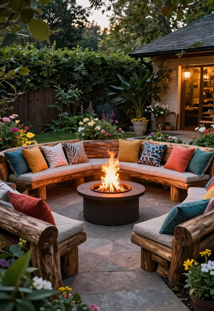 15 Easy Backyard Fire Pit Ideas You Can Build in a Weekend - 8. Fire Pit with Custom Seating 1
