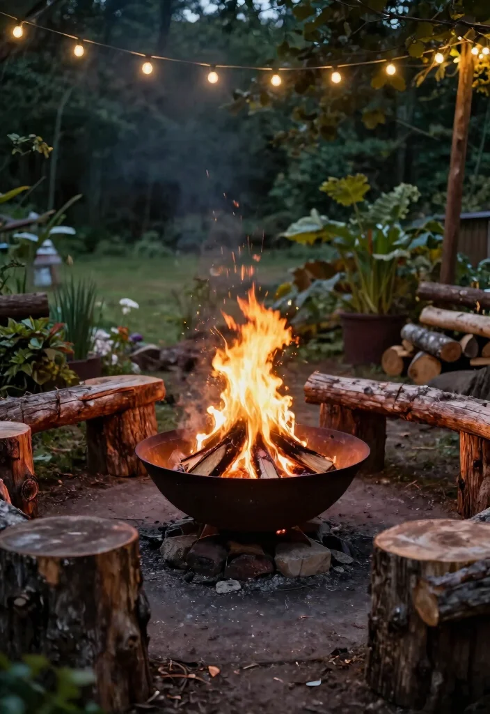 15 Fire Pit Backyard Ideas on a Budget for Small Yards - 4. Fire Pit with Wood Seating 1