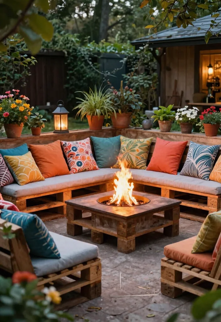 15 Fire Pit Bench Ideas That Seat More Than Two People - 11. Pallet Bench Idea 1