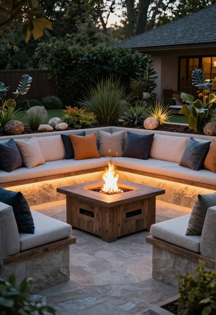 15 Fire Pit Bench Ideas That Seat More Than Two People - 4. Built-in Bench Seating 1