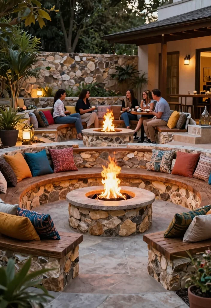 15 Fire Pit Bench Ideas That Seat More Than Two People - 5. Multi-Level Seating 1