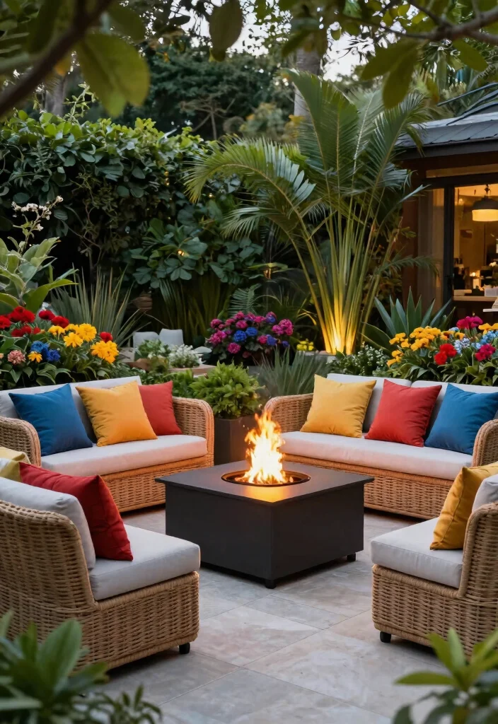 15 Fire Pit Bench Ideas That Seat More Than Two People - 8. Wicker or Rattan Benches 1