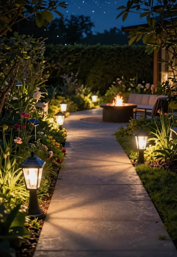 15 Fire Pit Lighting Ideas That Stay On Without Extension Cords - 1. Solar-Powered Pathway Lights 1