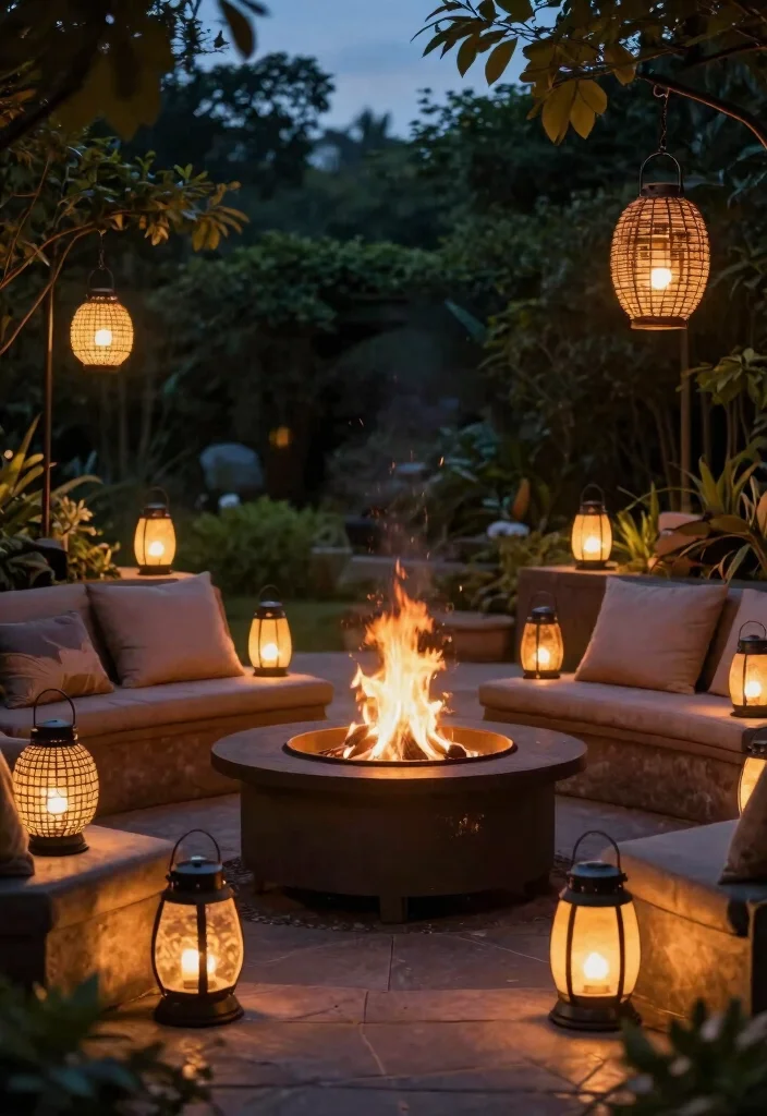 15 Fire Pit Lighting Ideas That Stay On Without Extension Cords - 3. Solar Lanterns 1