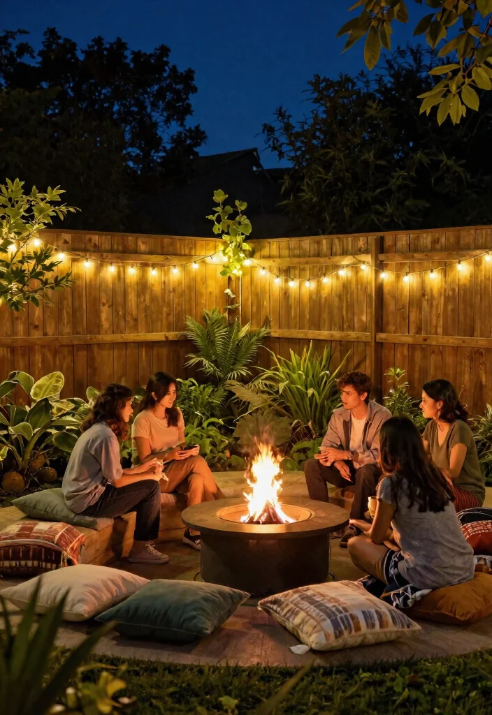 15 Fire Pit Lighting Ideas That Stay On Without Extension Cords - 4. Solar String Lights 1