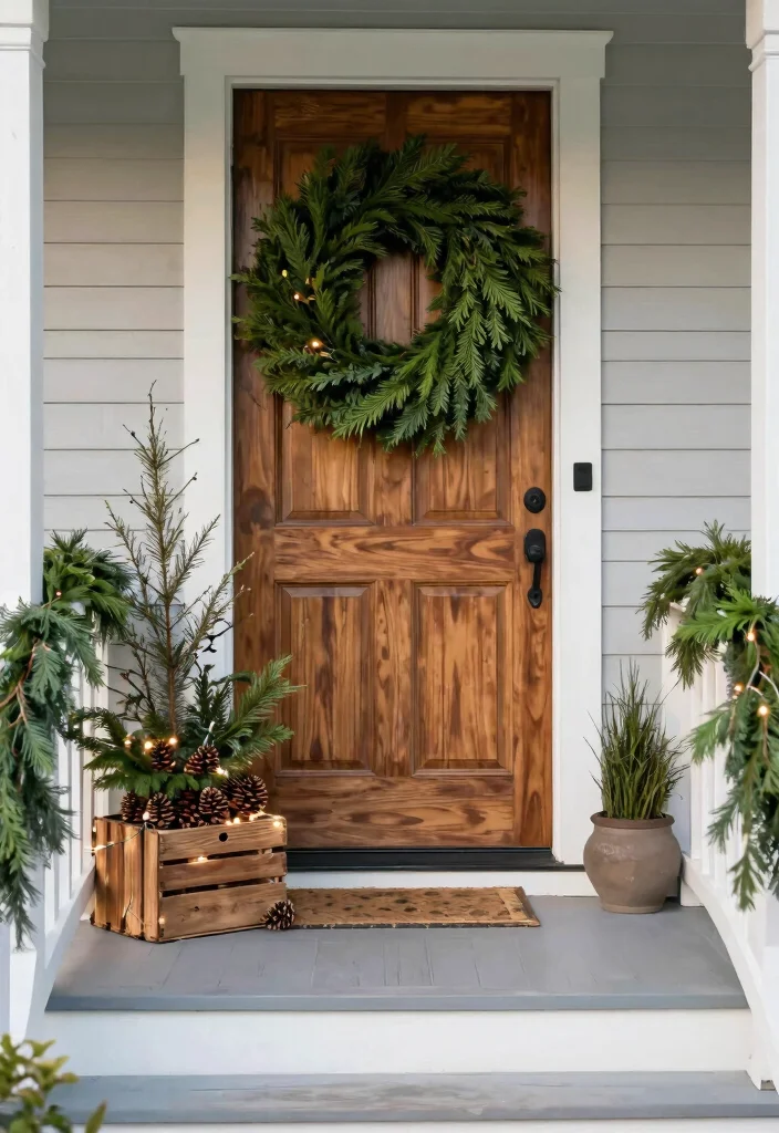 15 Front Porch Christmas Decor Ideas That Look Festive Not Cluttered - 1. Evergreens and Simple Greens 1