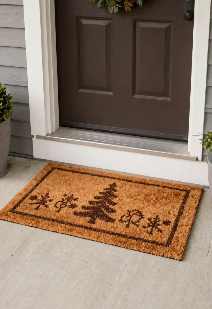 15 Front Porch Christmas Decor Ideas That Look Festive Not Cluttered - 13. Holiday-Themed Mats 1
