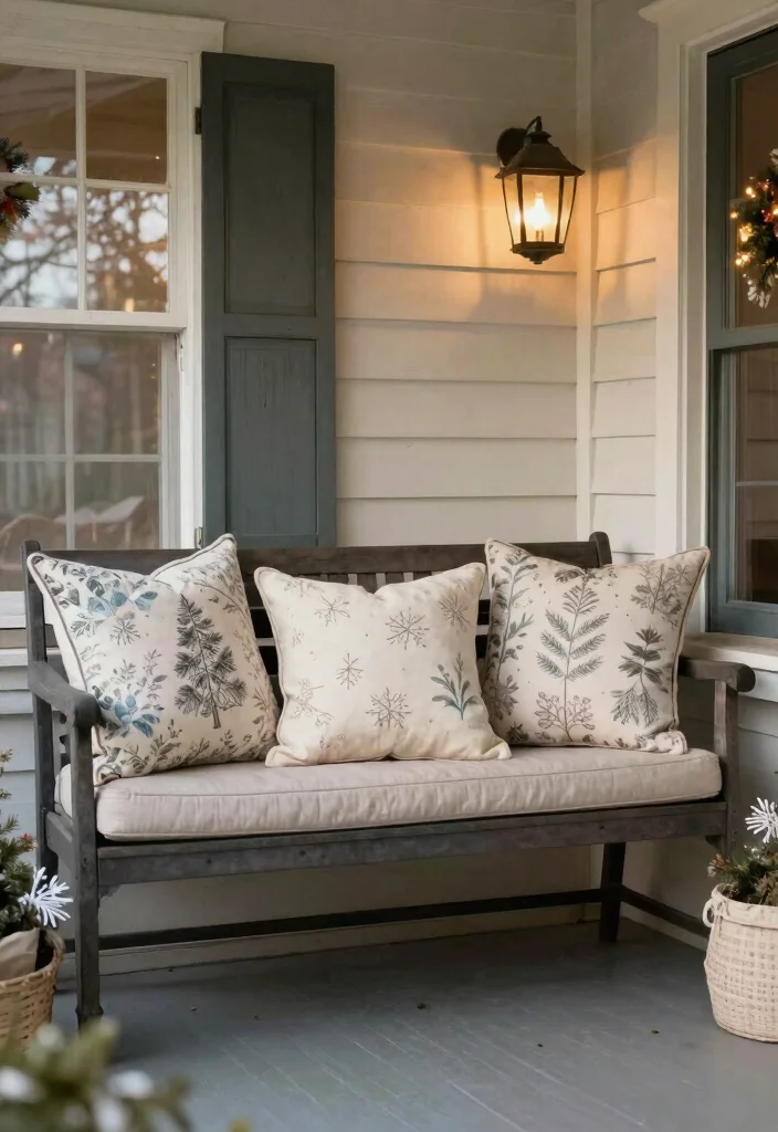 15 Front Porch Christmas Decor Ideas That Look Festive Not Cluttered - 14. Seasonal Pillows 1