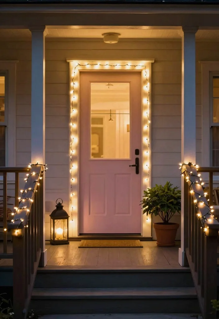 15 Front Porch Christmas Decor Ideas That Look Festive Not Cluttered - 2. Minimalist Fairy Lights 1