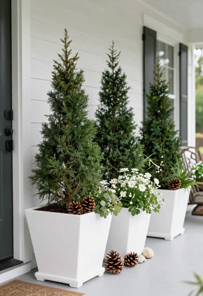 15 Front Porch Christmas Decor Ideas That Look Festive Not Cluttered - 6. Decorative Planters 1