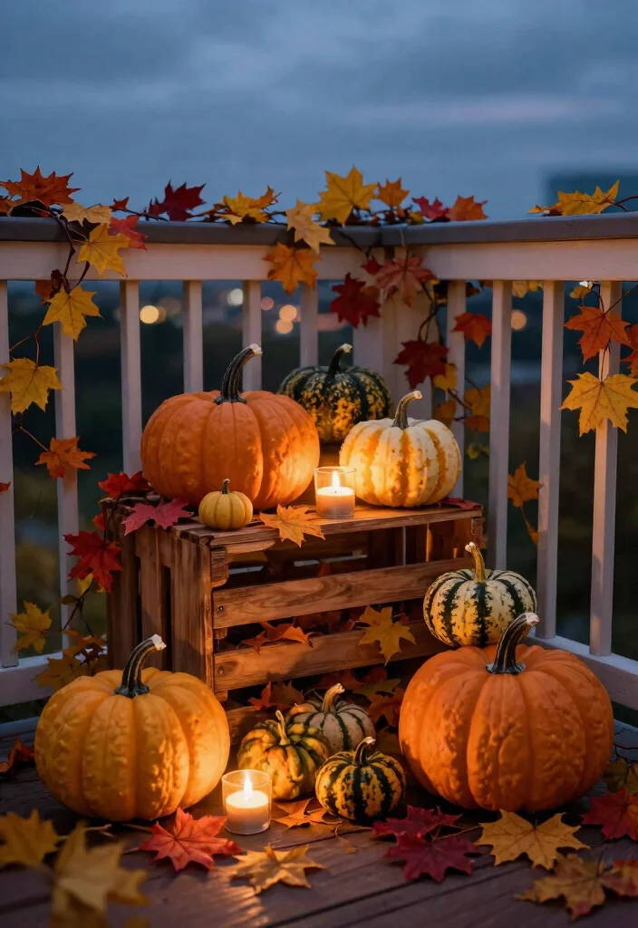 15 Halloween Balcony Decor Ideas for Small Spaces and Railings - 1. Miniature Pumpkin Display 1