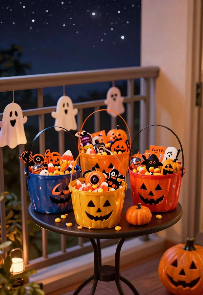 15 Halloween Balcony Decor Ideas for Small Spaces and Railings - 10. Trick or Treat Baskets 1