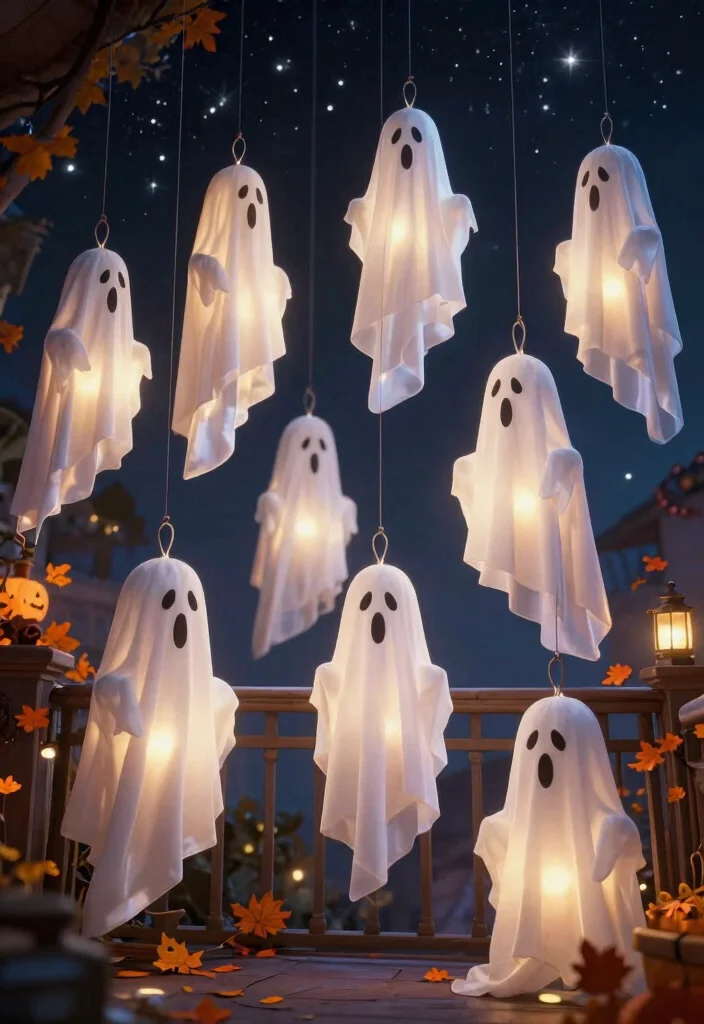 15 Halloween Balcony Decor Ideas for Small Spaces and Railings - 11. Floating Ghosts 1