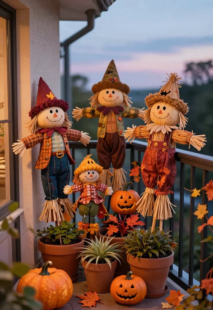 15 Halloween Balcony Decor Ideas for Small Spaces and Railings - 12. Scarecrow Accents 1
