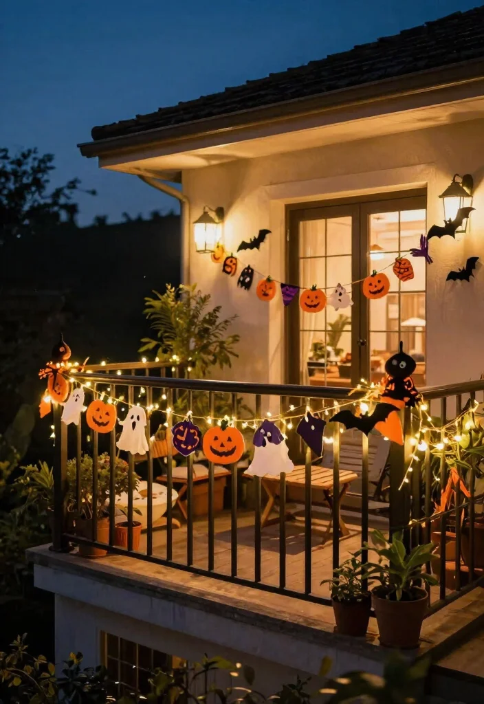 15 Halloween Balcony Decor Ideas for Small Spaces and Railings - 7. Spooky Bunting and Garlands 1