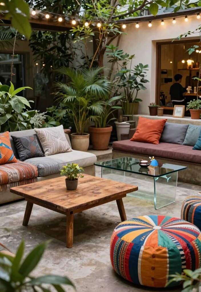 15 Outdoor Coffee Table Ideas That Don't Rot or Rust - 10. Eclectic Mix and Match 1