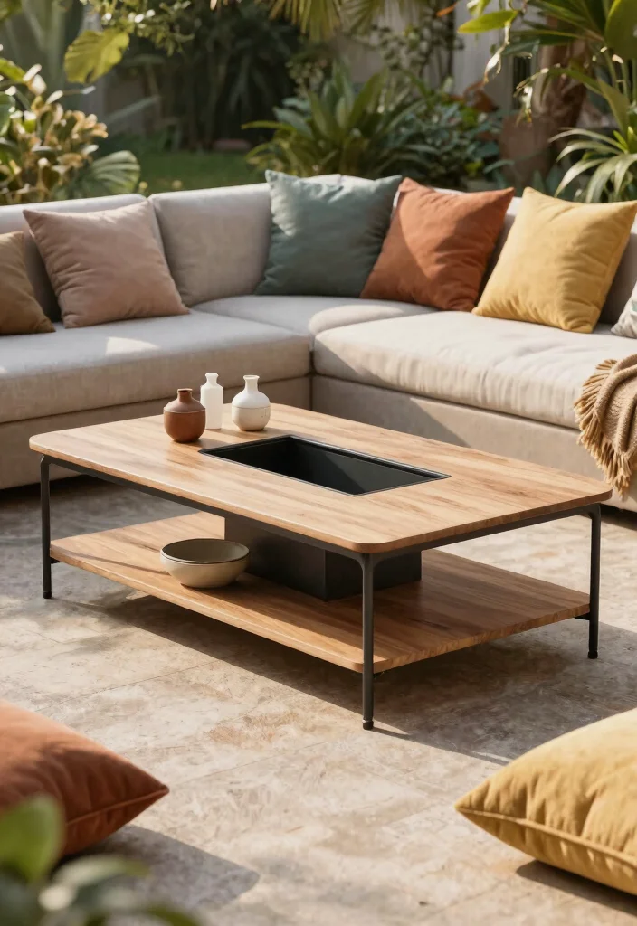 15 Outdoor Coffee Table Ideas That Don't Rot or Rust - 11. Multifunctional Coffee Tables 1