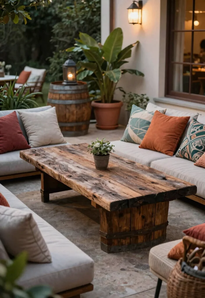 15 Outdoor Coffee Table Ideas That Don't Rot or Rust - 12. Rustic Barrel Tables 1